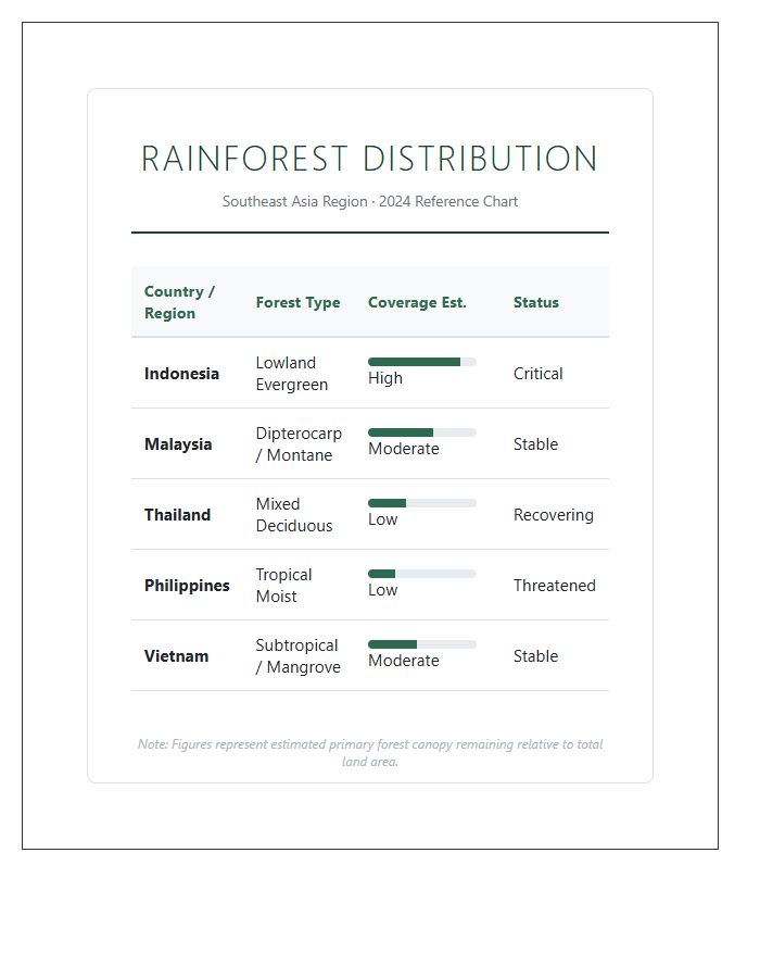 Southeast Asia Rainforest Distribution Printable Chart