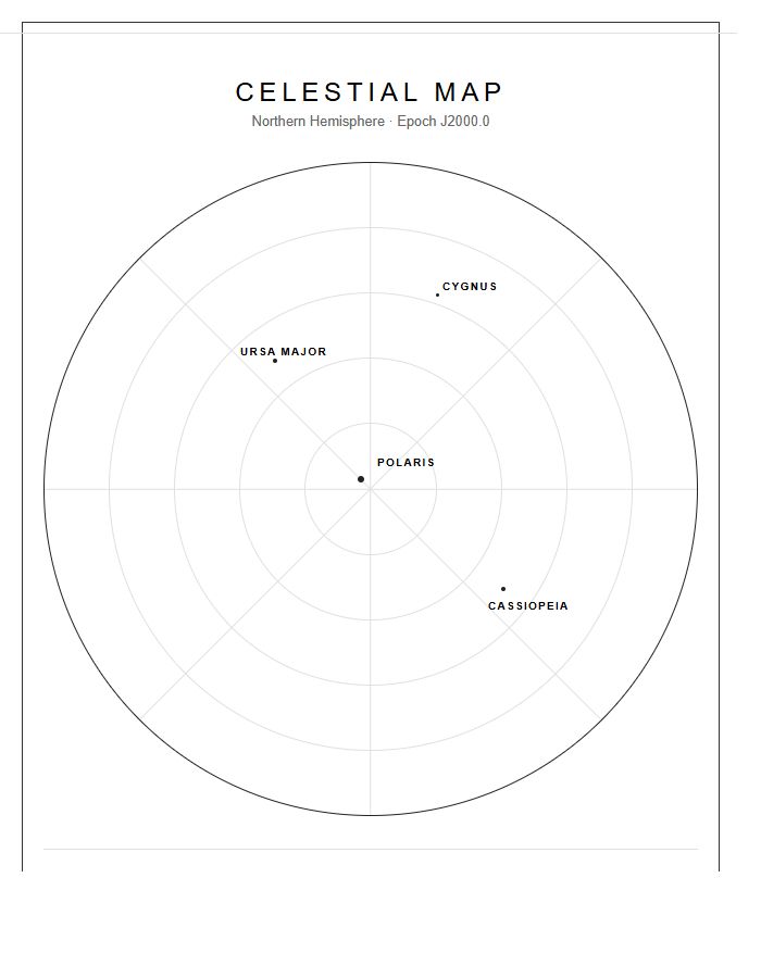 Printable Celestial Star Map Chart Northern Hemisphere