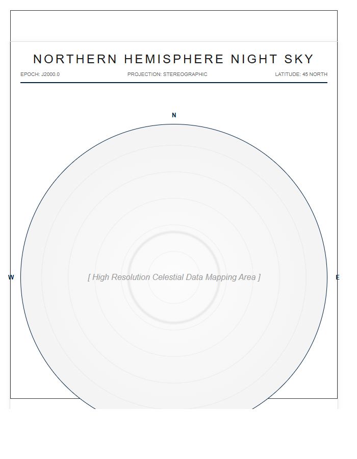 Professional Northern Hemisphere Star Map Chart Printable
