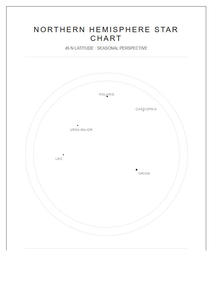 Seasonal Northern Hemisphere Star Map Chart Printable