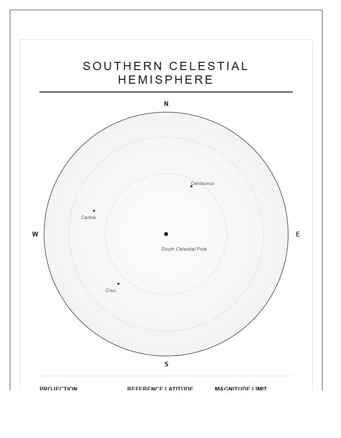 Educational Southern Hemisphere Star Chart Printable Map