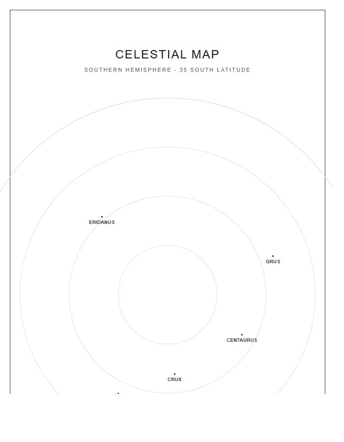High Resolution Southern Hemisphere Constellation Printable Chart