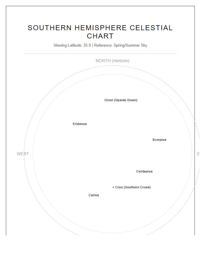 Printable Southern Hemisphere Celestial Map Chart For Beginners