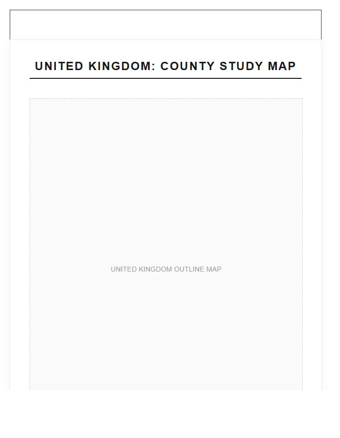 Blank Printable United Kingdom County Map Chart