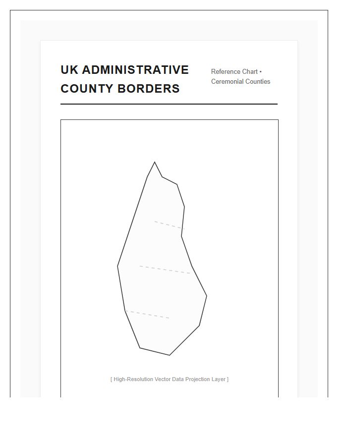 Detailed Printable United Kingdom County Border Map Chart