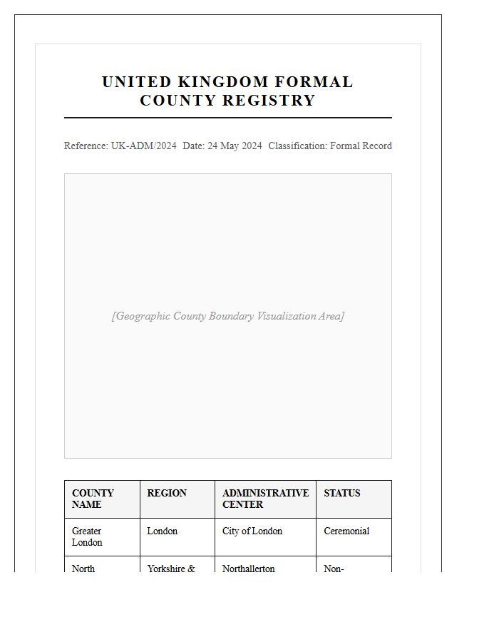 Formal Printable United Kingdom County Map Chart