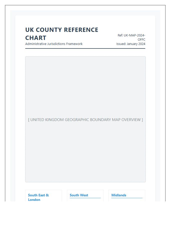 Printable United Kingdom County Map Chart Office Reference