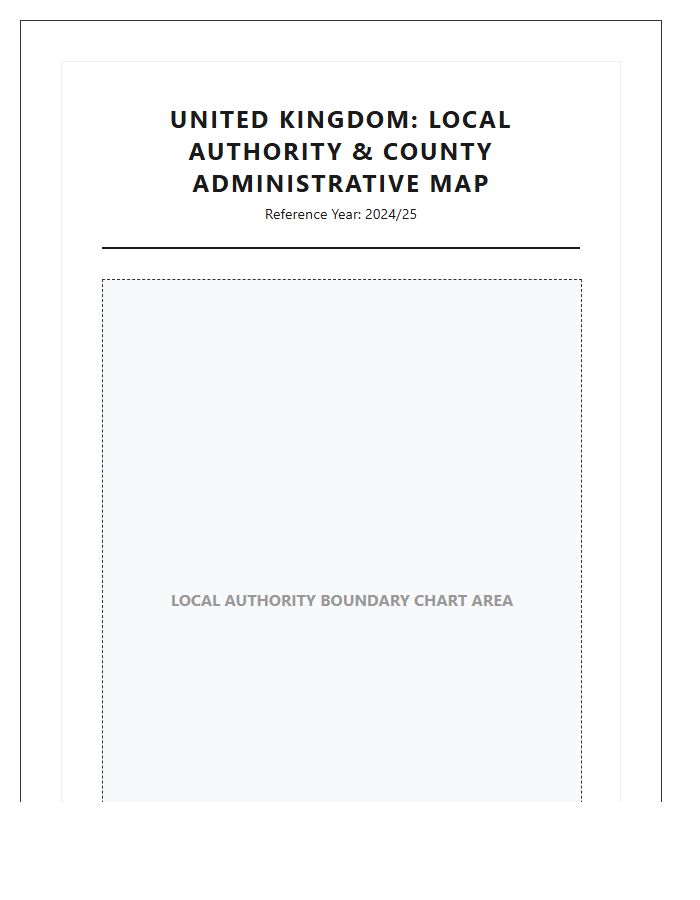 Printable United Kingdom Local Authority County Map Chart