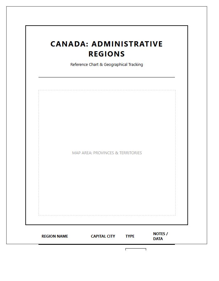 Printable Black And White Canada Map Territory Chart