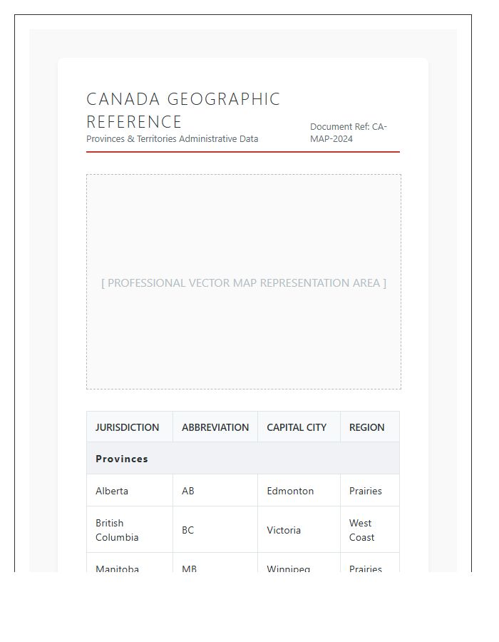 Printable Professional Canada Province And Territory Map Chart