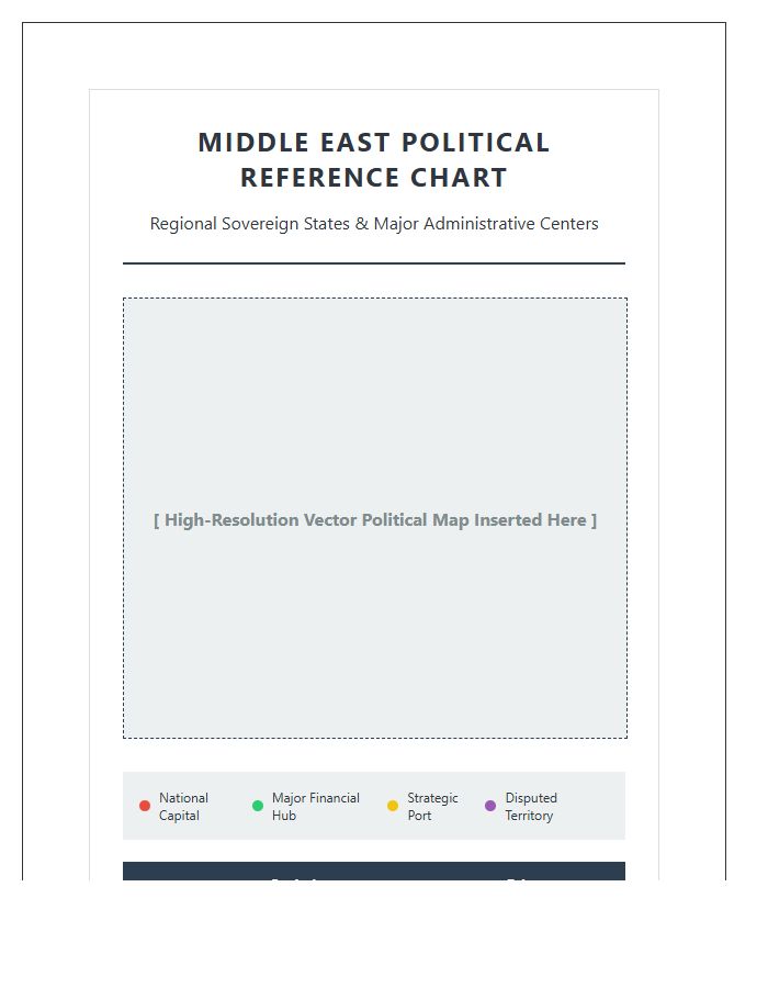Comprehensive Middle East Political Map Chart Printable