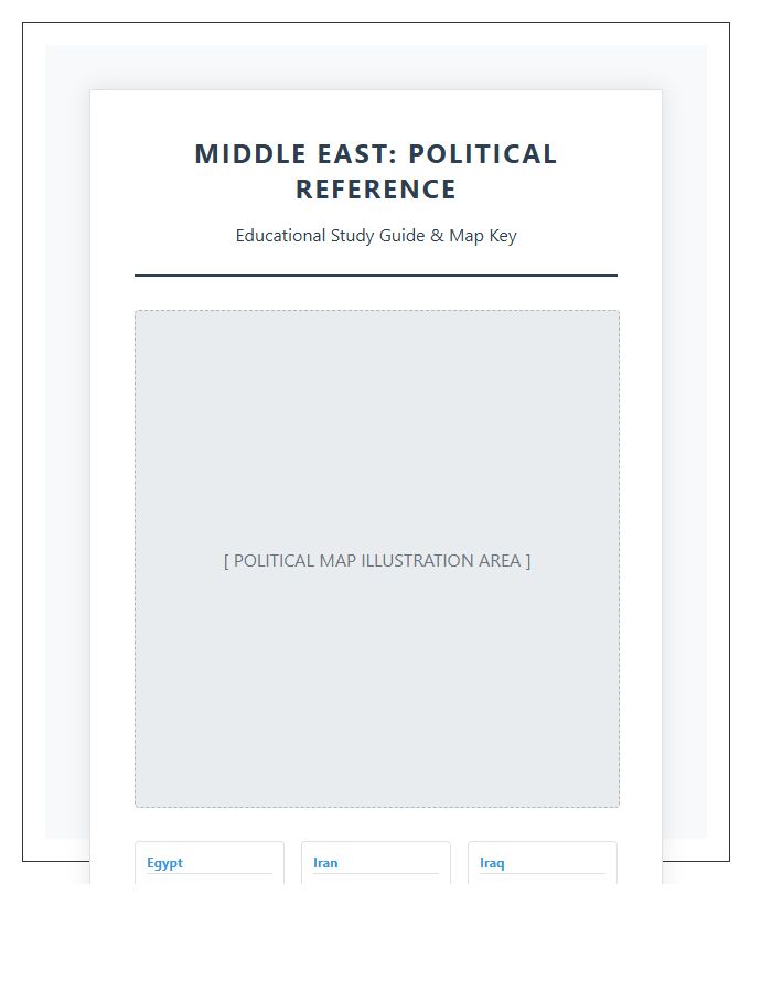 Educational Middle East Political Map Chart Printable