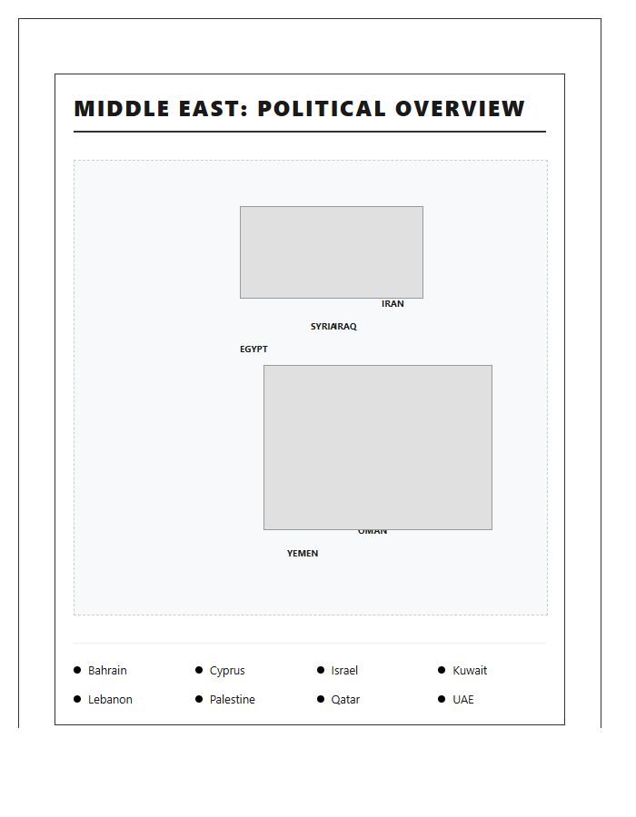 Labeled Middle East Political Map Chart Printable