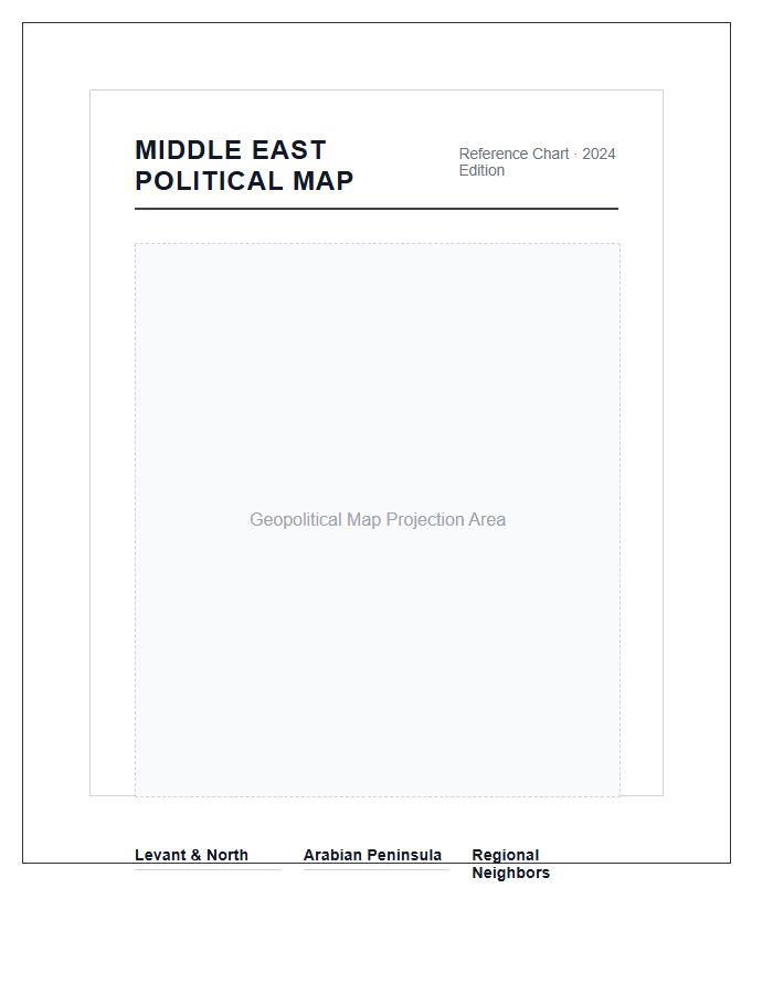 Middle East Geography Political Map Chart Printable