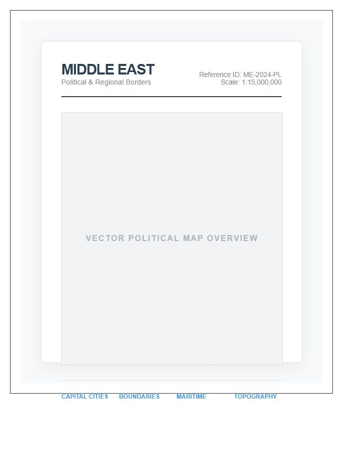 Office Wall Middle East Political Map Chart Printable