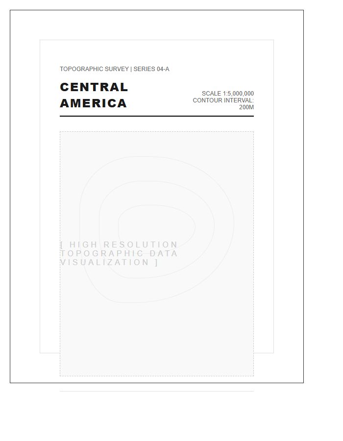 High Resolution Central America Topology Printable Chart
