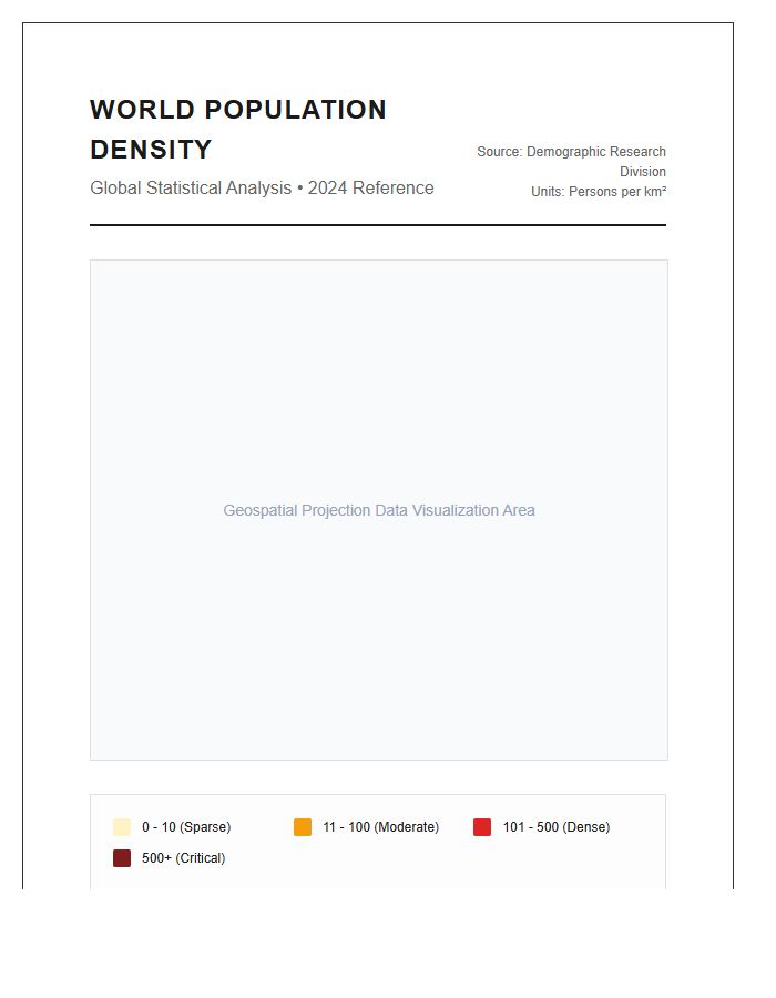 Comprehensive Printable World Population Density Map Chart