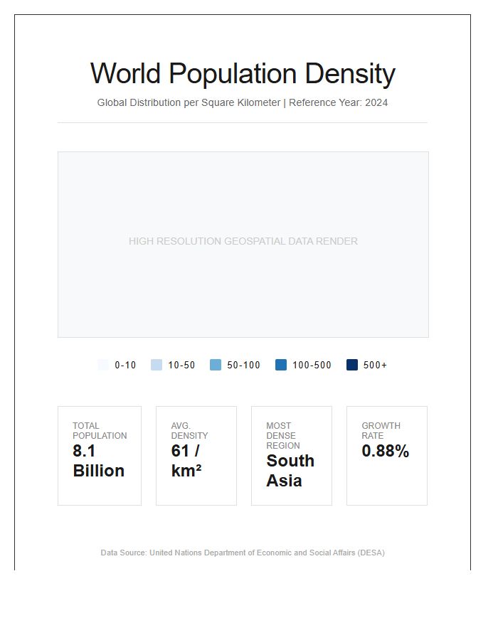 High Resolution Printable World Population Density Map Chart