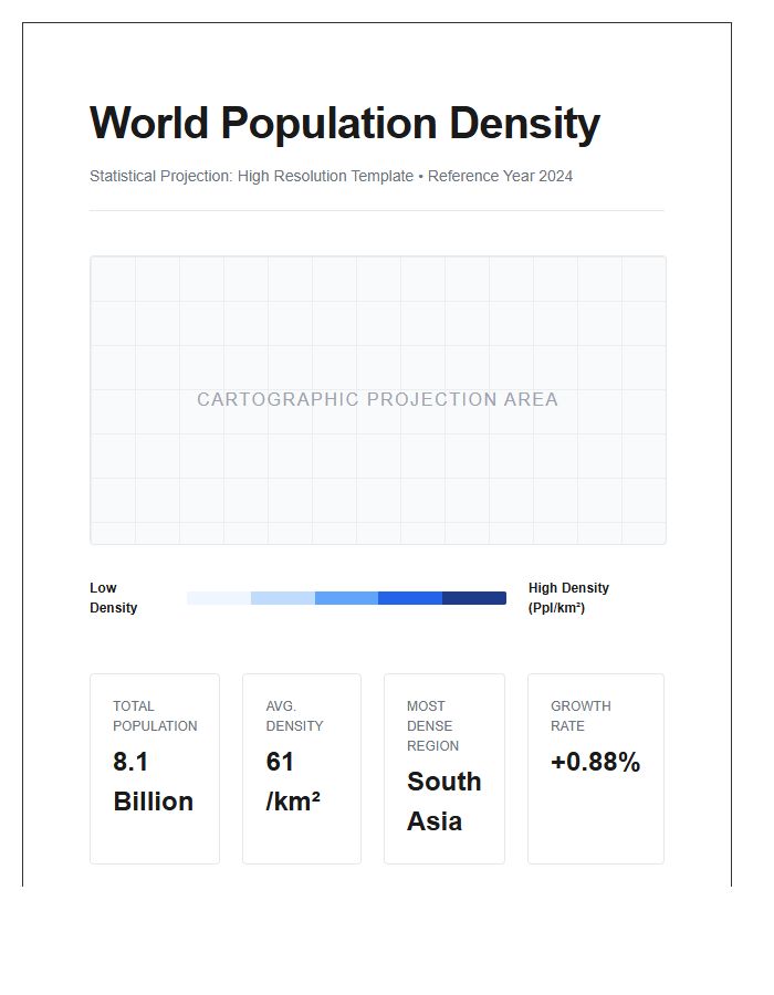 Large Scale Printable World Population Density Map Chart