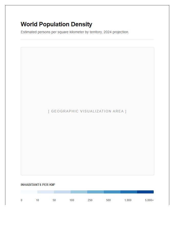 Printable Demographic World Population Density Map Chart