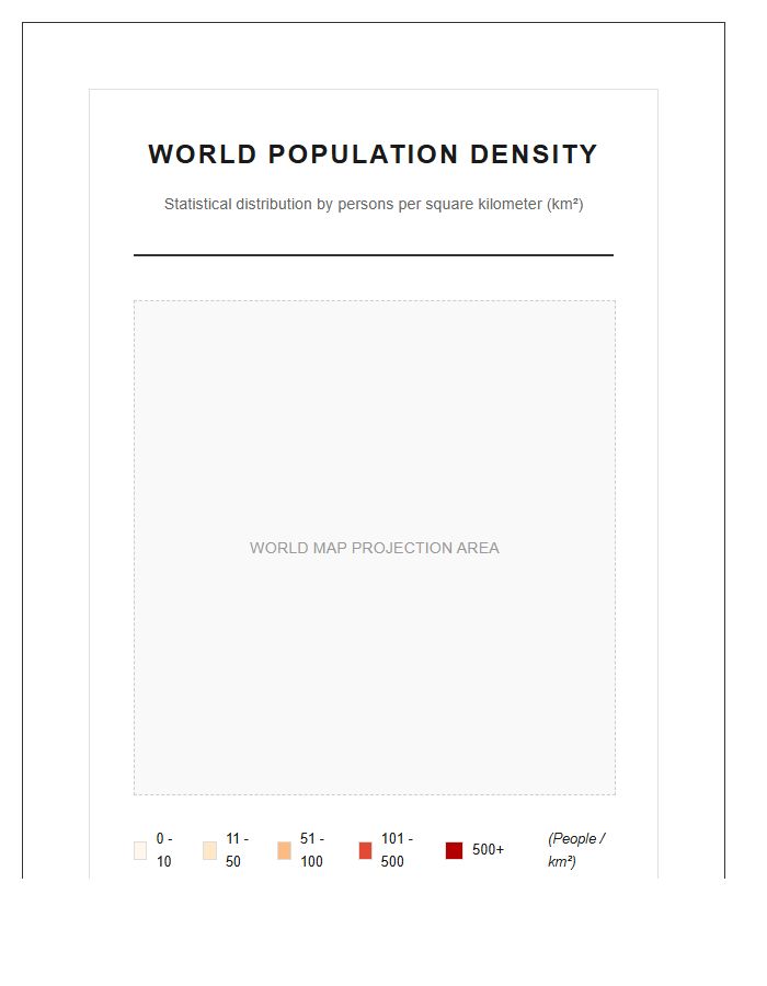 Printable World Population Density Map Chart For Students