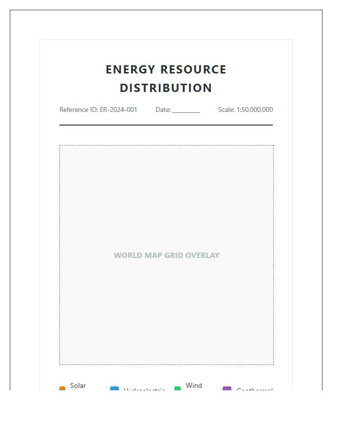 Energy Resource Distribution Printable Map Chart