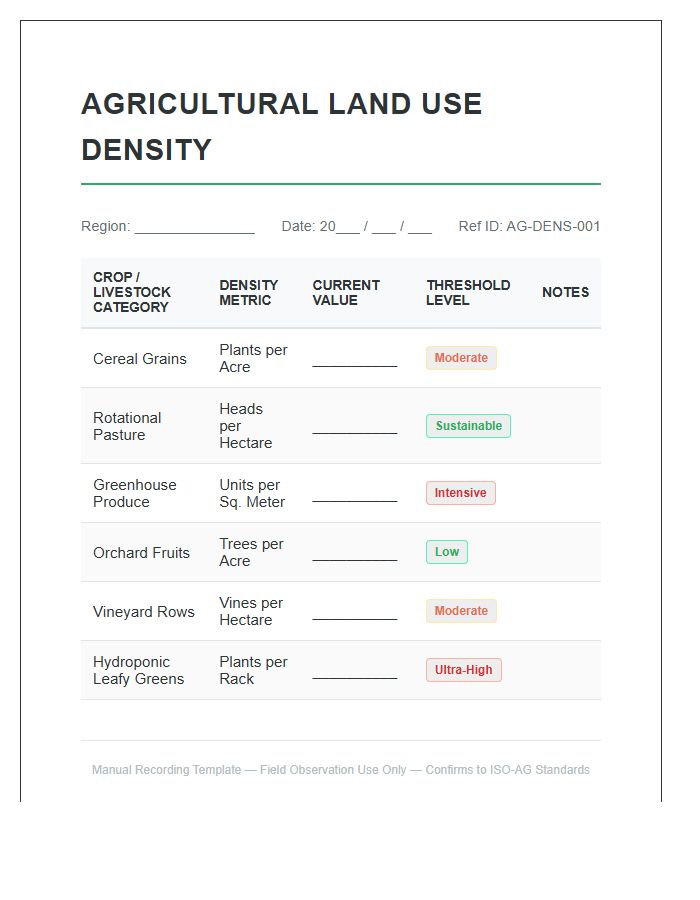Agricultural Land Use Density Printable Chart