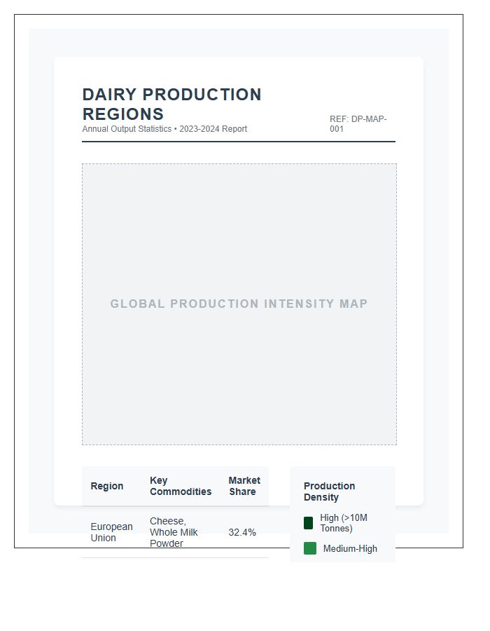 Dairy Production Regions Printable Map Chart