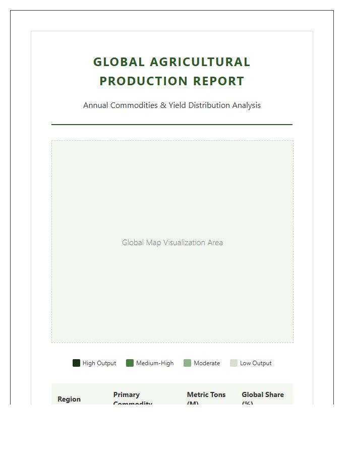 Printable Global Agricultural Production Map Chart