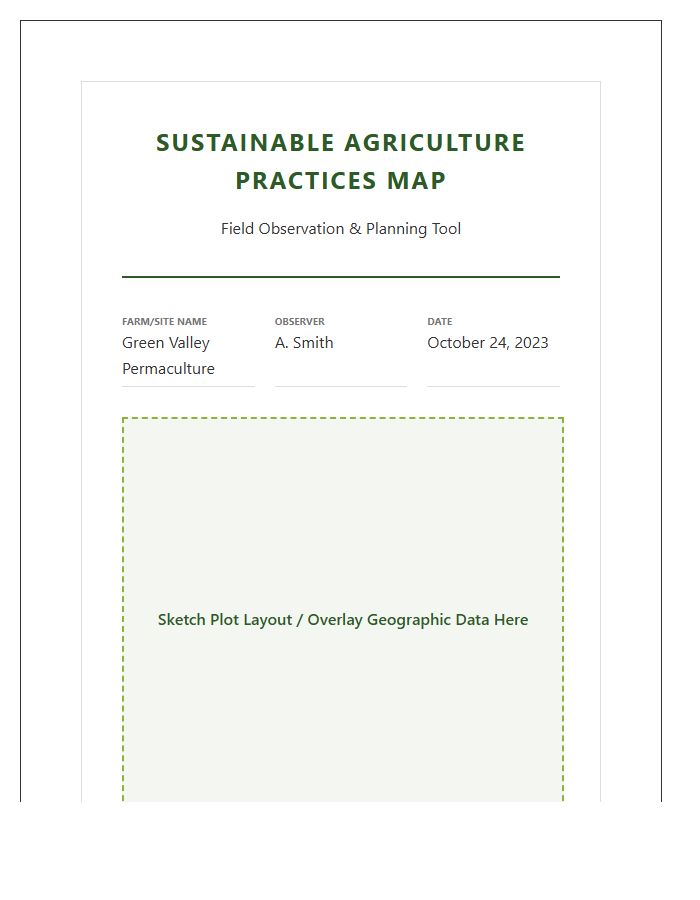 Sustainable Agriculture Practices Printable Map Chart