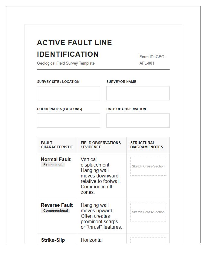 Printable Active Fault Line Identification Chart