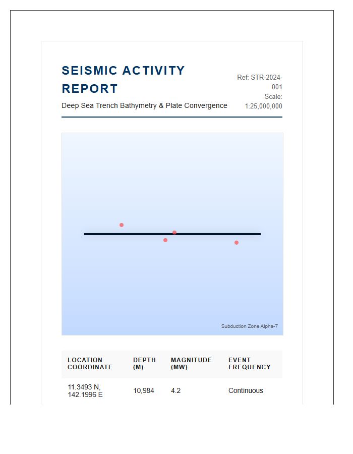 Printable Deep Sea Trench Seismic Map Chart