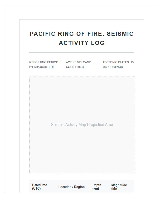Printable Pacific Ring of Fire Seismic Chart