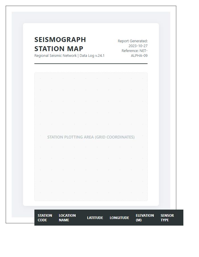 Printable Seismograph Station Location Map Chart