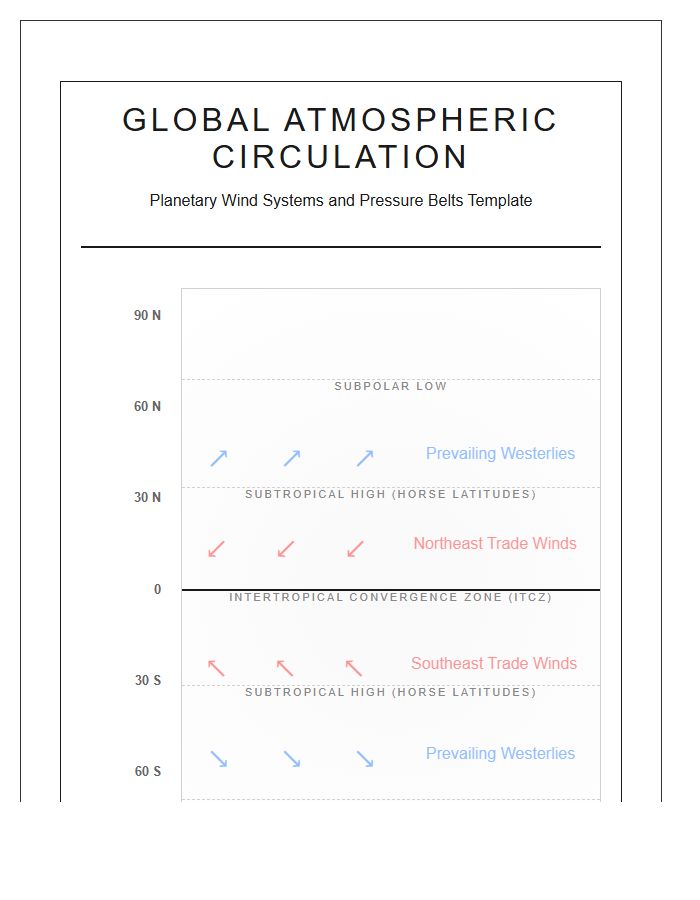Large Scale Printable World Wind Circulation Chart