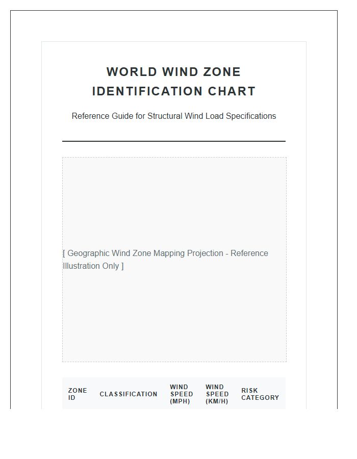 Printable World Wind Zone Identification Map Chart