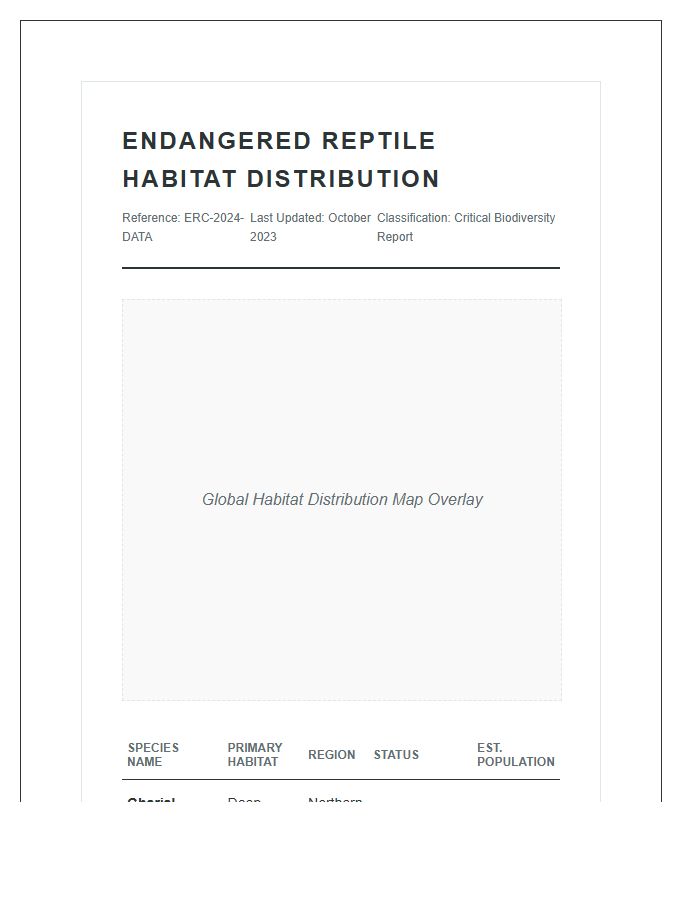 Endangered Reptile Habitat Distribution Printable Map Chart