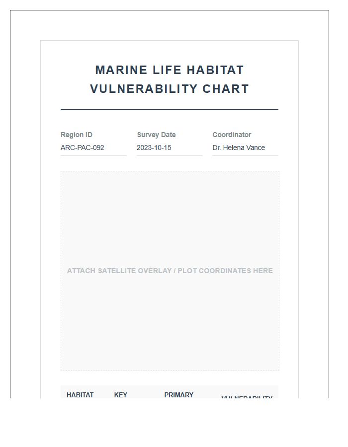 Marine Life Habitat Vulnerability Printable Map Chart