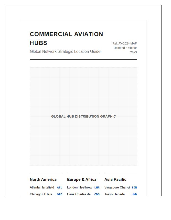 Commercial Aviation Hub Location Map Chart Printable Guide