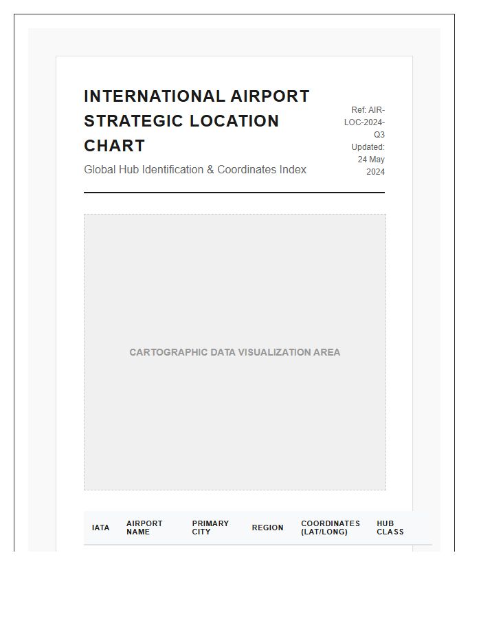Detailed International Airport Location Map Chart Printable Format