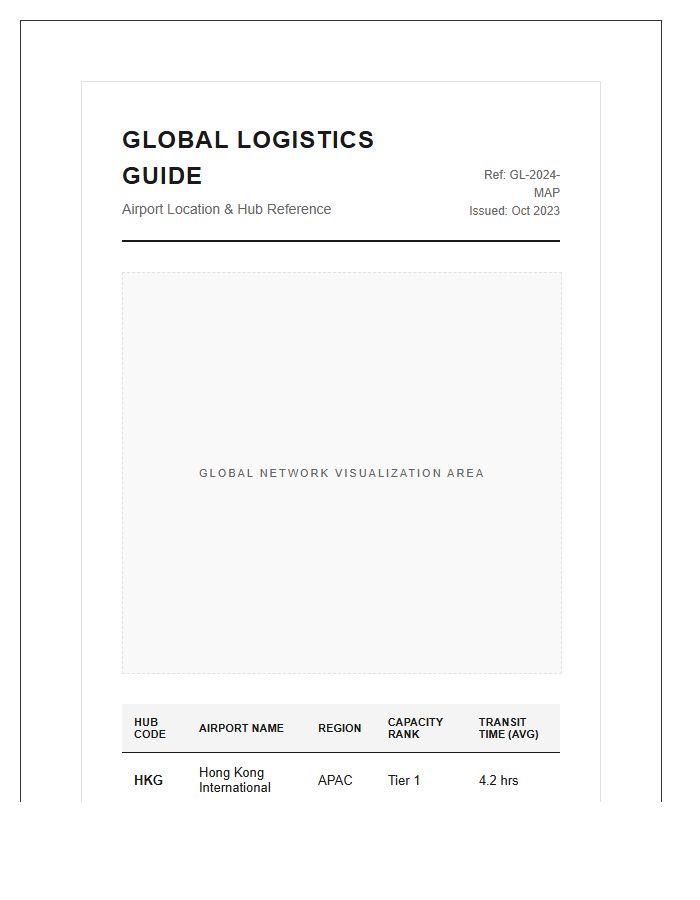 Global Logistics Airport Location Map Chart Printable Guide