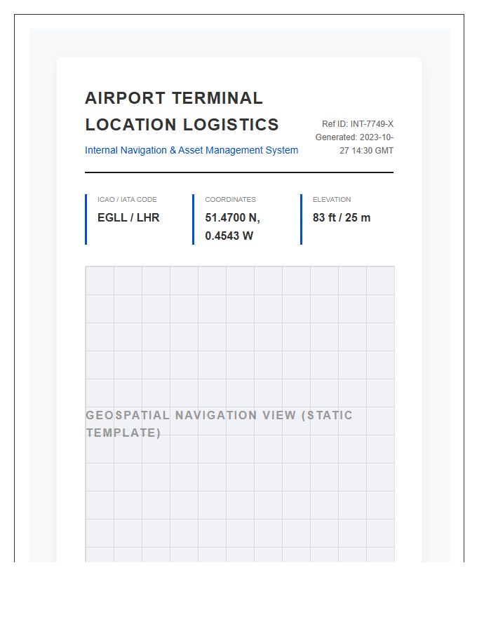 Professional International Airport Location Map Chart Printable System
