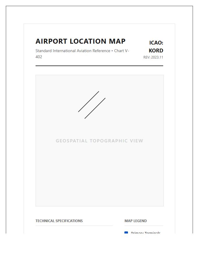 Standard International Airport Location Map Chart Printable Version