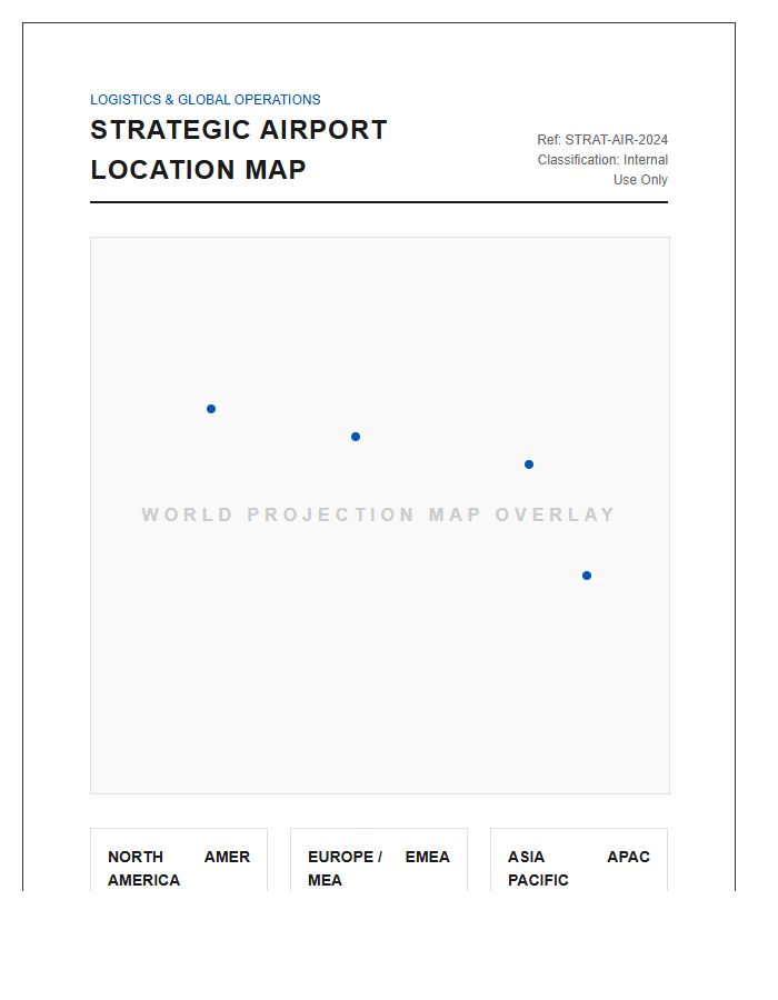 Worldwide Strategic Airport Location Map Chart Printable