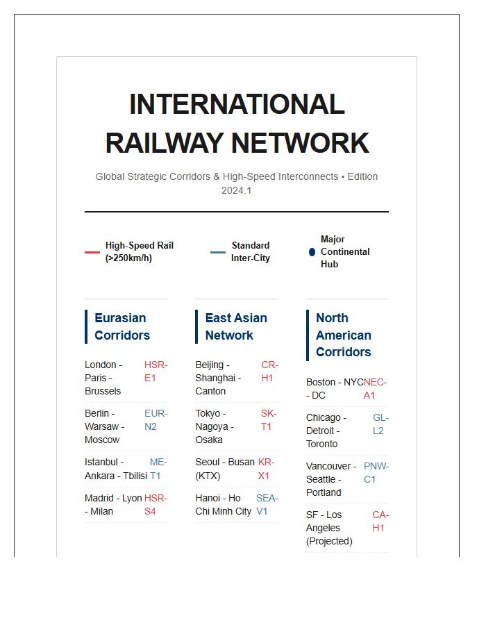 Detailed International Railway Network Printable Wall Chart