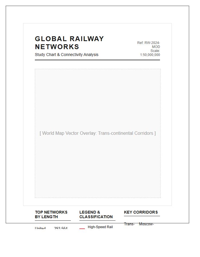 Educational Printable Railway Network World Map Study Chart