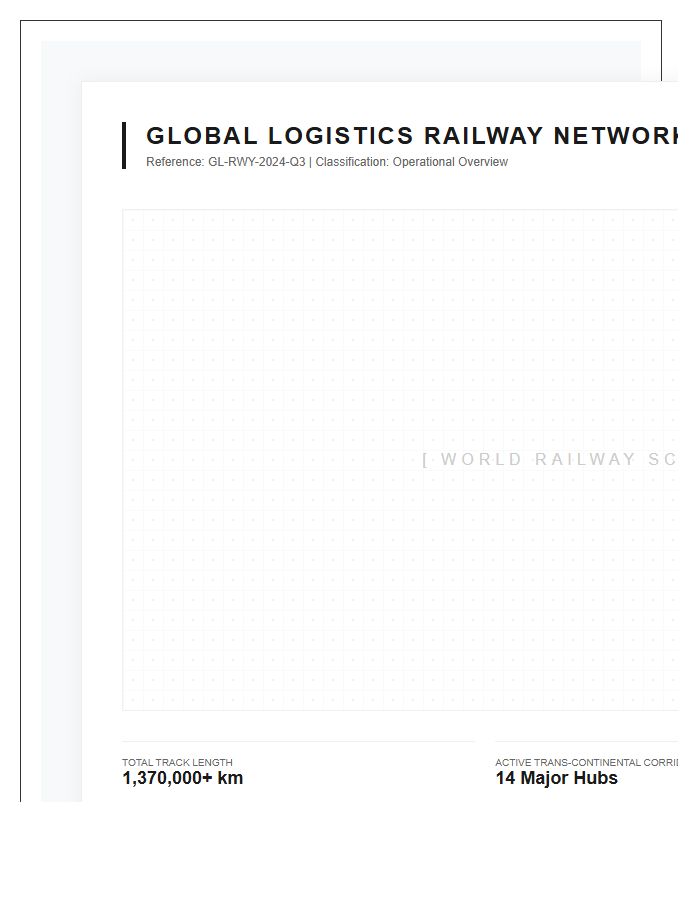 Global Logistics Printable Railway Network World Map Chart