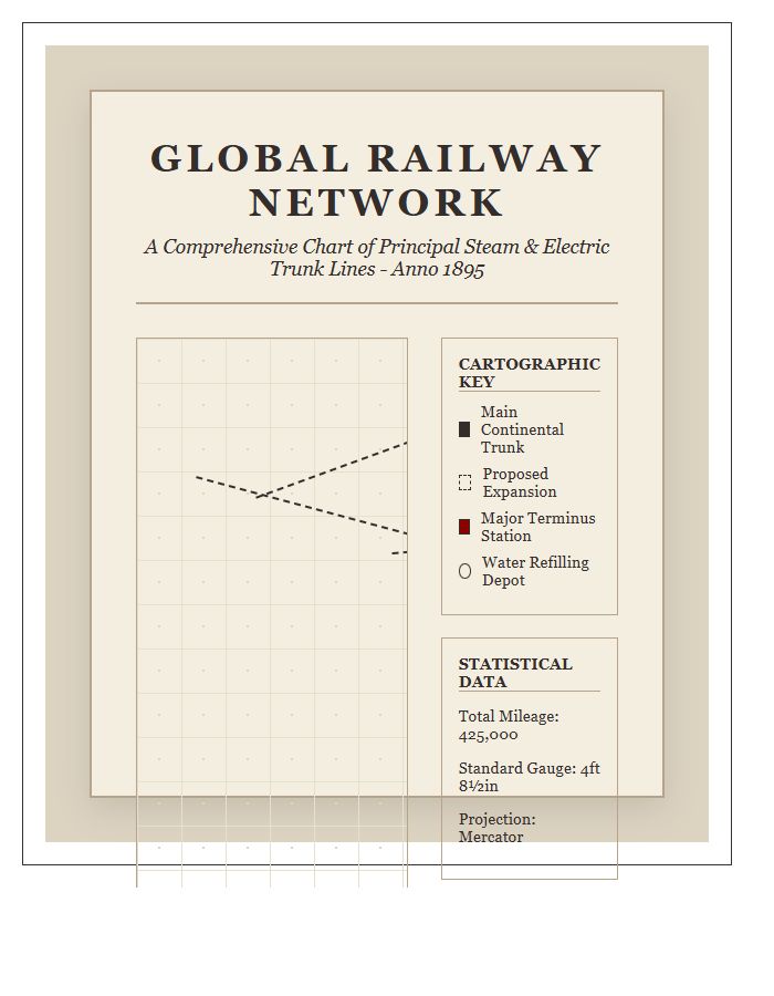 Vintage Style Printable Railway Network World Map Chart