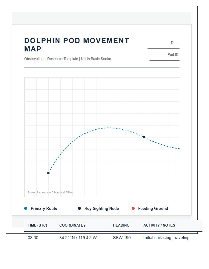 Printable Dolphin Pod Movement Map Chart