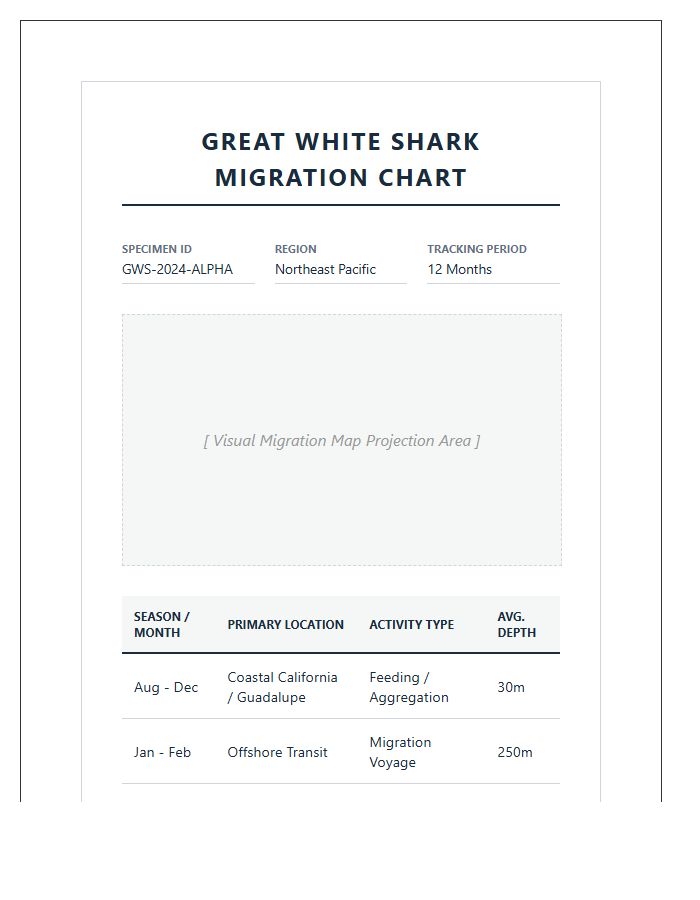 Printable Great White Shark Migration Chart